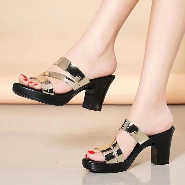 new high-heeled waterproof platform women's shoes, fish mouth thick-heeled sandals for women