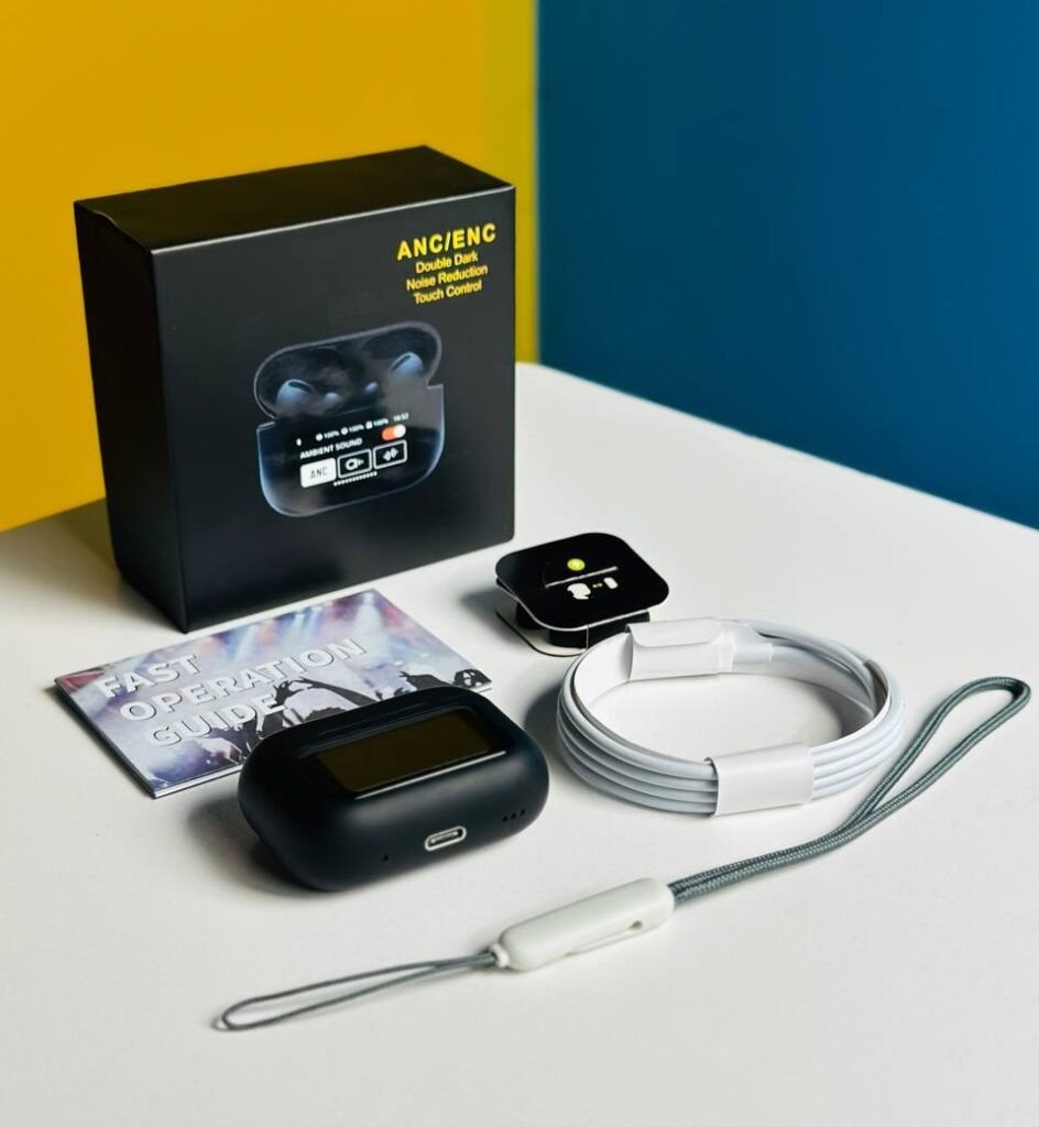 AirPods A9 Pro 2024 Earbuds (Black) | ANC/ENC with LED Touch Screen