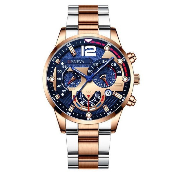 popular men's fashion stainless steel business watch pointer with calendar quartz watch
